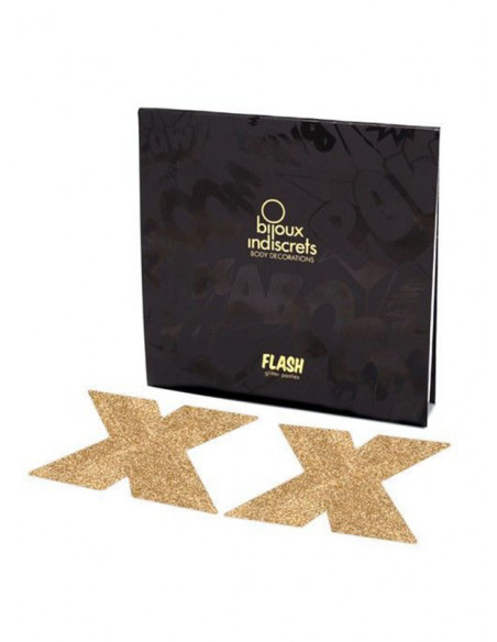 Bijoux Indiscrets - Flash Cross Gold Nipple covers - D-210960