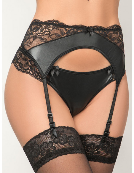 Lace and faux leather suspenders - ART 5400
