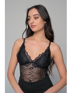 Δαντελένιο Τοπ Τιραντάκι - Μαύρο