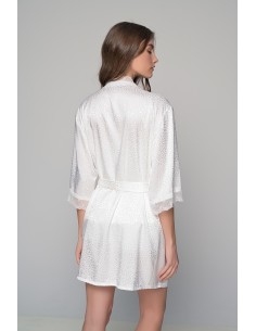 Νυφική Ρόμπα Σατέν με Δαντέλα - Ιβουάρ 2