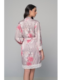 Σατέν Ρόμπα με Δαντέλα - Φλοράλ 2