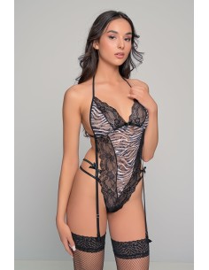 κορμάκι δαντέλα Animal Print-ζέμπρα