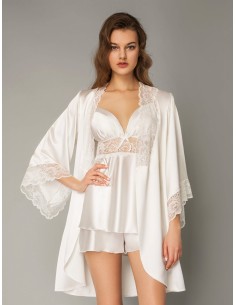 Σατέν Ρόμπα με Δαντέλα - Μαύρο 2