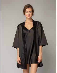 Σατέν Ρόμπα - Μαύρο