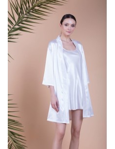 Νυφική Σατέν Ρόμπα - Λευκό