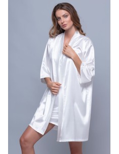 Νυφική Σατέν Ρόμπα με Στάμπα Bride - Ιβουάρ