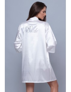 Νυφική Σατέν Ρόμπα με Στάμπα Bride - Ιβουάρ 2