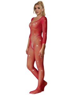 Subblime - Net Bodystocking with diamonds Red - 952419 2