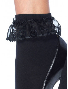 Opaque ankle socks with lace hem - LA-3013 2