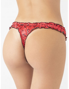 Satin thong with hearts design - ART 7630 2
